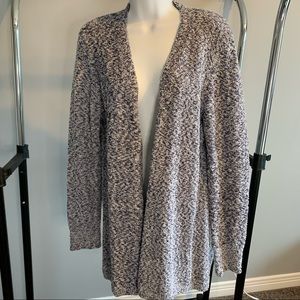 Long fuzzy knit open cardigan